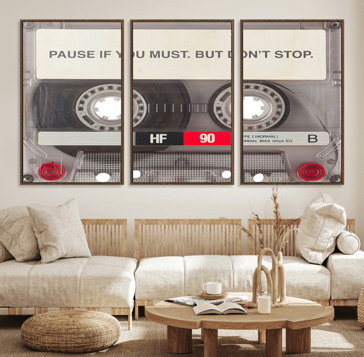 75360-MGV-FC-60X30-3P_Walnut-Music Cassette Iconic Wall Art Canvas Print