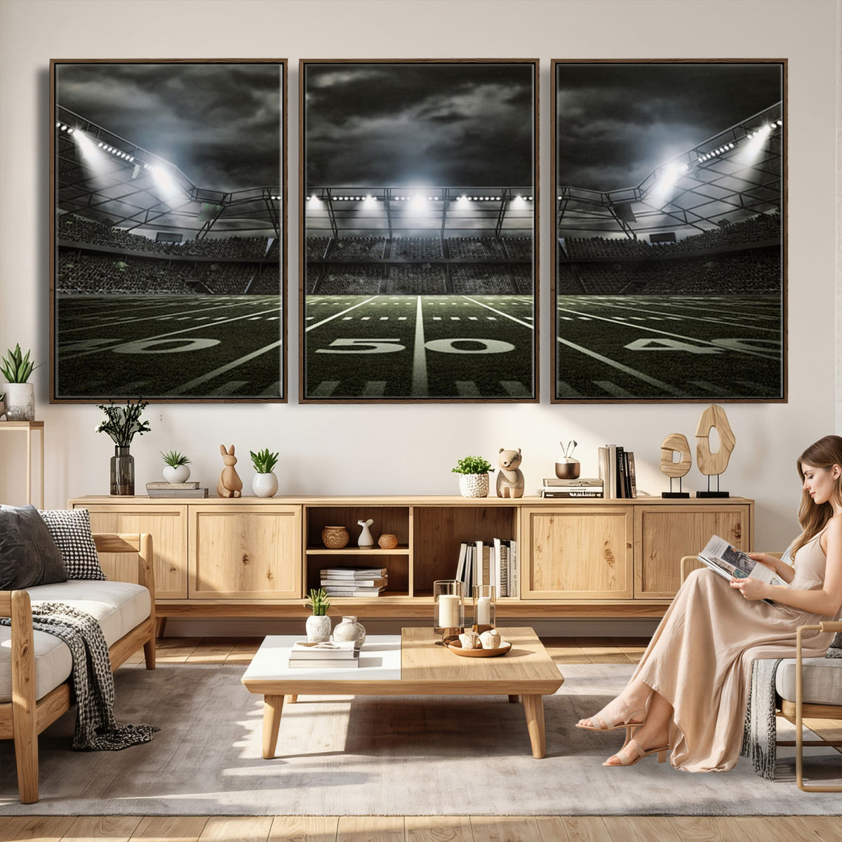 90107-MGV-CV-36X24 - American Football Stadium Wall Art Canvas Print, Stadium Sport Wall Art Print