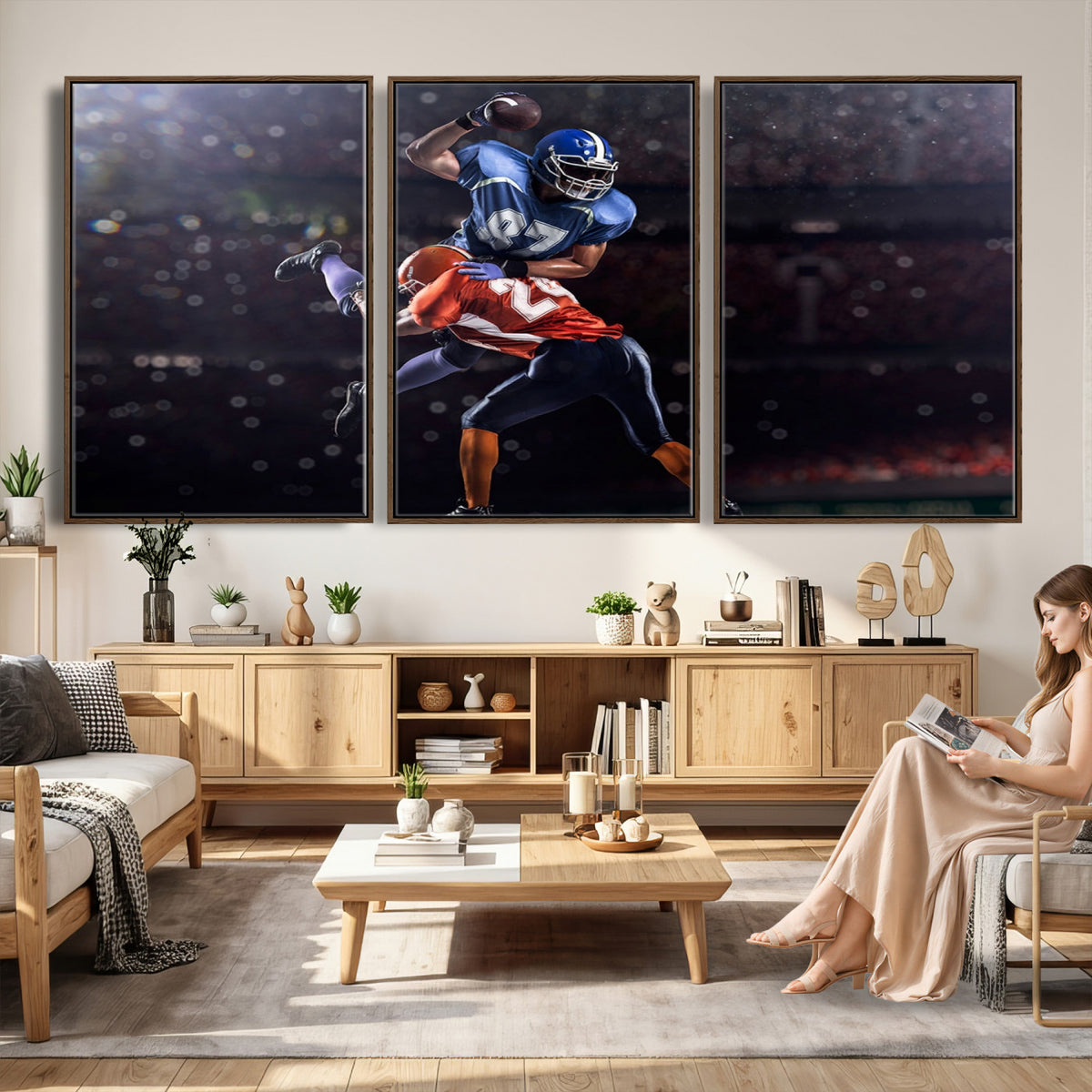 76491-MGV-CV-36X24 - American Football Wall Art Canvas Print, Stadium Sport Wall Art Print