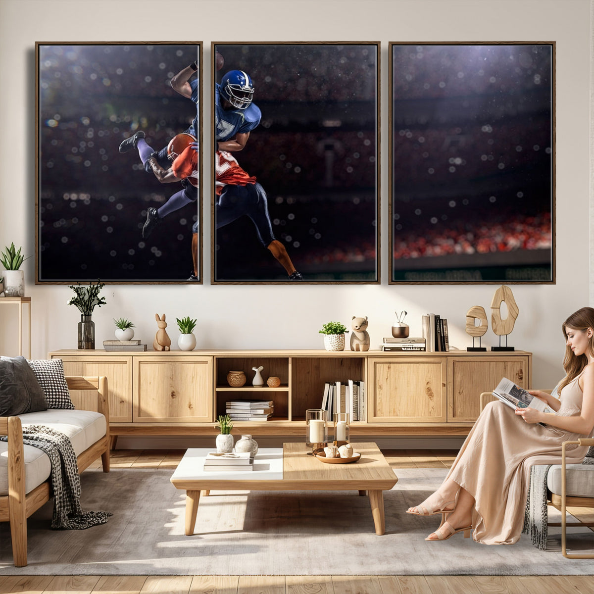 68009-MGV-CV-36X24 - American Football Wall Art Canvas Print, Stadium Sport Wall Art Print