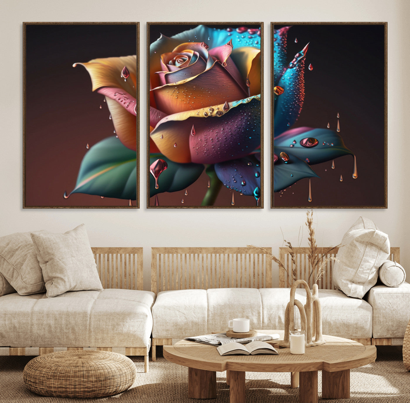 MGV-FC-60X30-3P - Abstract Rose Wall Art Canvas Print