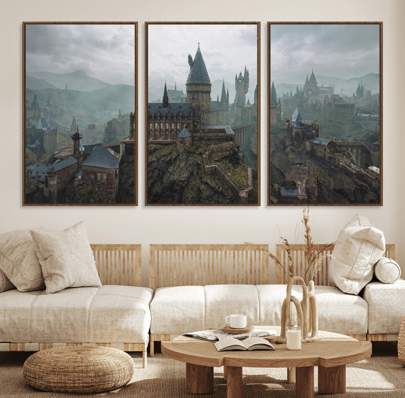 MGV-FC-60X30-3P - Disney Castle Wall Art Canvas Print, Living Kids Home Room Decor Art Print