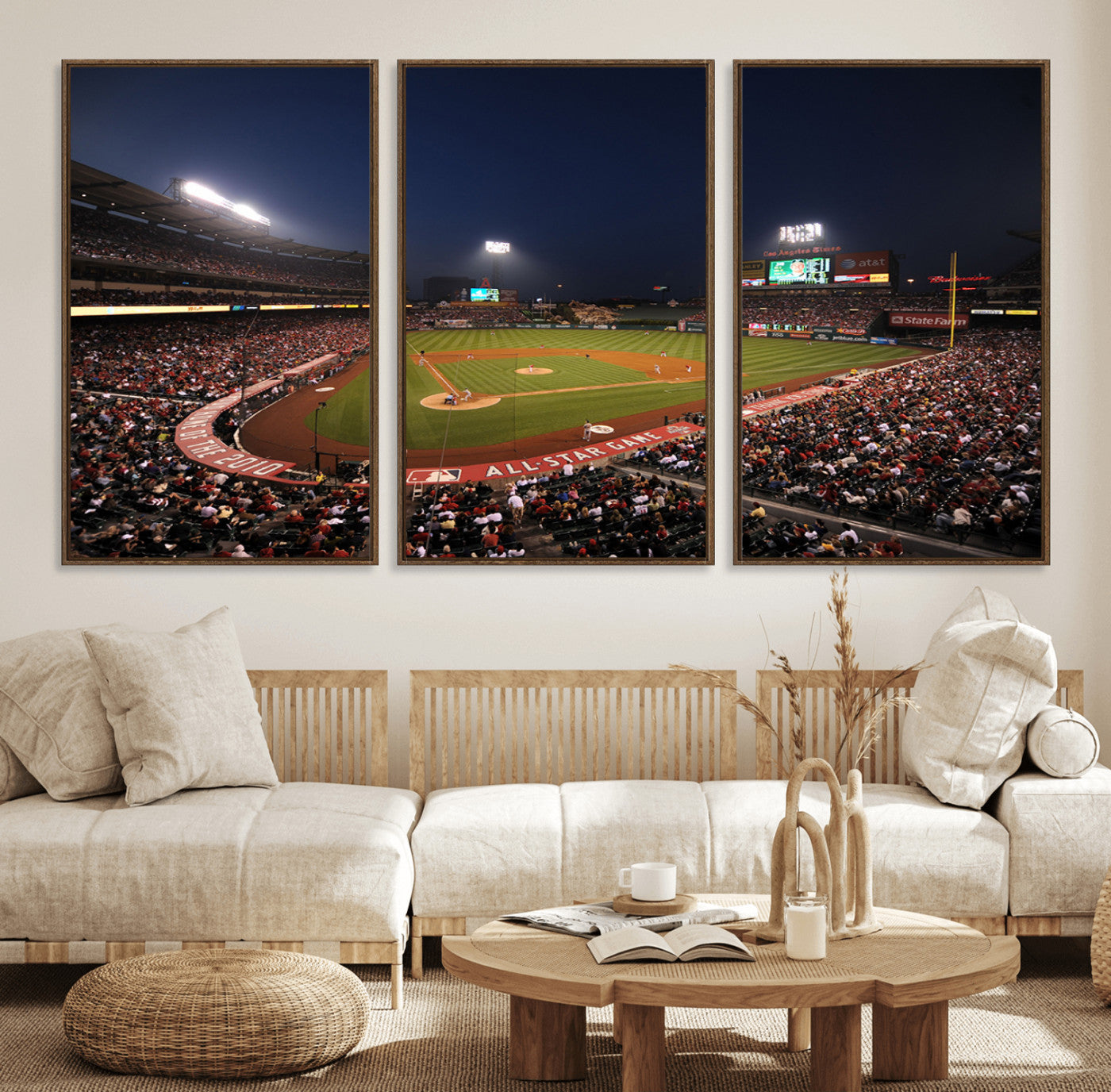 88896-MGV-FC-60X30-3P_Walnut-Los Angeles Angels Baseball Team Print - Anaheim Angel Stadium Wall Art Canvas Print