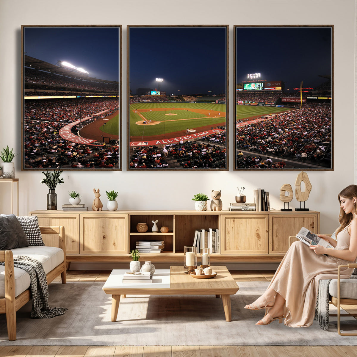 88896-MGV-CV-36X24 - Los Angeles Angels Baseball Team Print, Anaheim Angel Stadium Wall Art