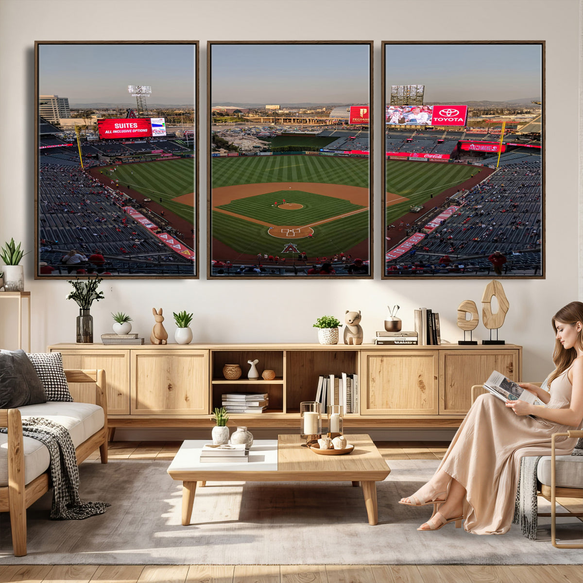 45864-MGV-CV-36X24 - Los Angeles Angels Baseball Canvas Print, Anaheim Angel Stadium Wall Art