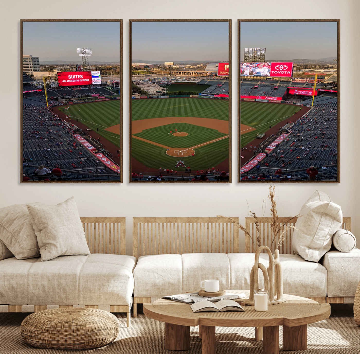 45864-MGV-FC-60X30-3P_Walnut-Los Angeles Angels Baseball Canvas Print - Anaheim Angel Stadium Wall Art Canvas Print