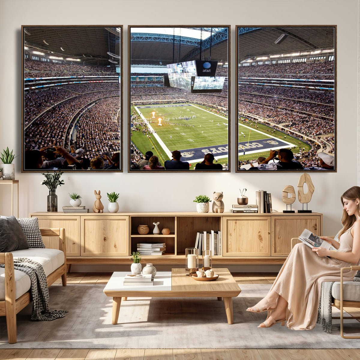 82096-MGV-CV-36X24 - Dallas Cowboys Football Team Print - Arlington AT&T Stadium Wall Art Canvas Print