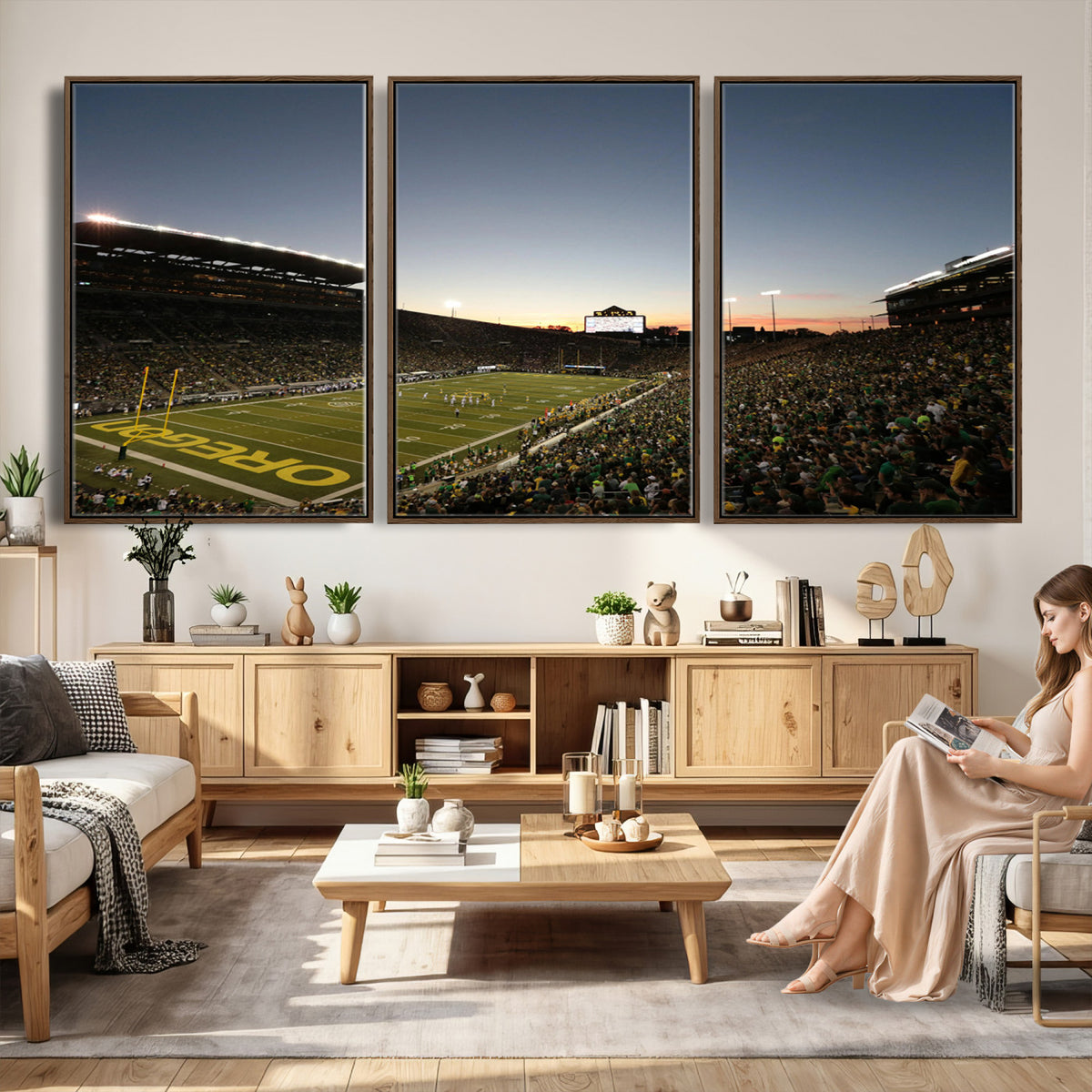 21429-MGV-CV-36X24 - Oregon Ducks Football Team Print - Eugene Autzen Stadium Wall Art Canvas Print