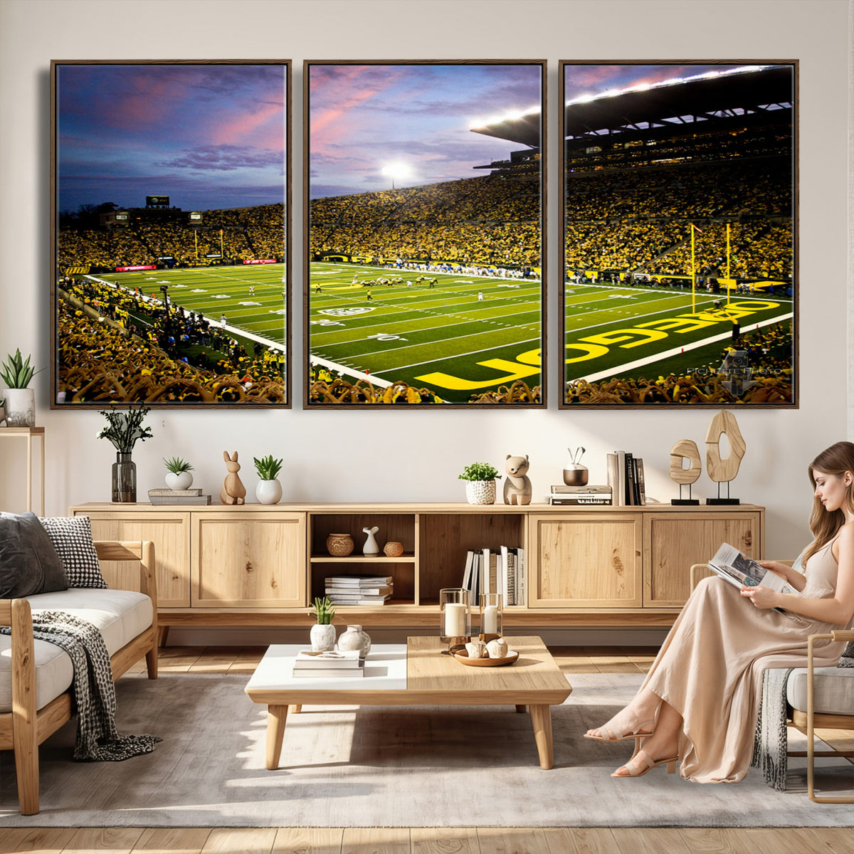 72017-MGV-CV-36X24 - University of Oregon Ducks Football Team Print, Eugene, Framed and Ready to Hang