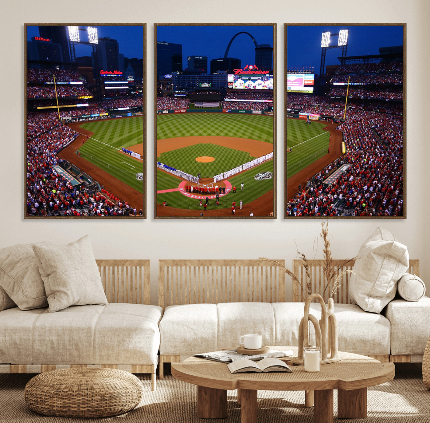11925-MGV-FC-60X30-3P_Walnut-St. Louis Cardinals Baseball Team Print - Busch Stadium Wall Art Canvas Print