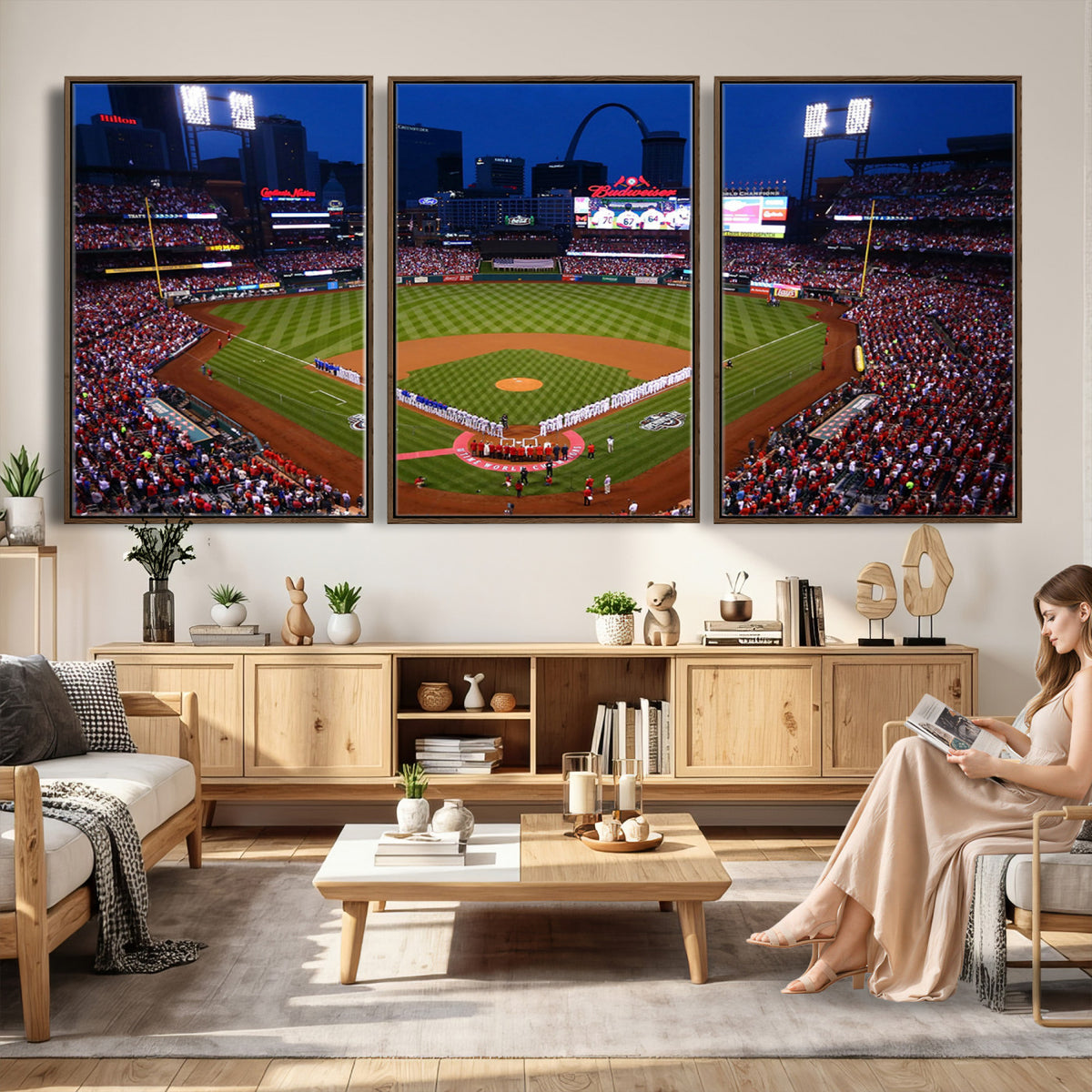 11925-MGV-CV-36X24 - St. Louis Cardinals Baseball Team Print, Busch Stadium Wall Art
