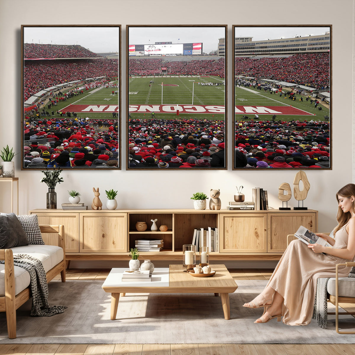 23461-MGV-CV-36X24 - Wisconsin Badgers Team Print Canvas, Madison Camp Randall Stadium Wall Art