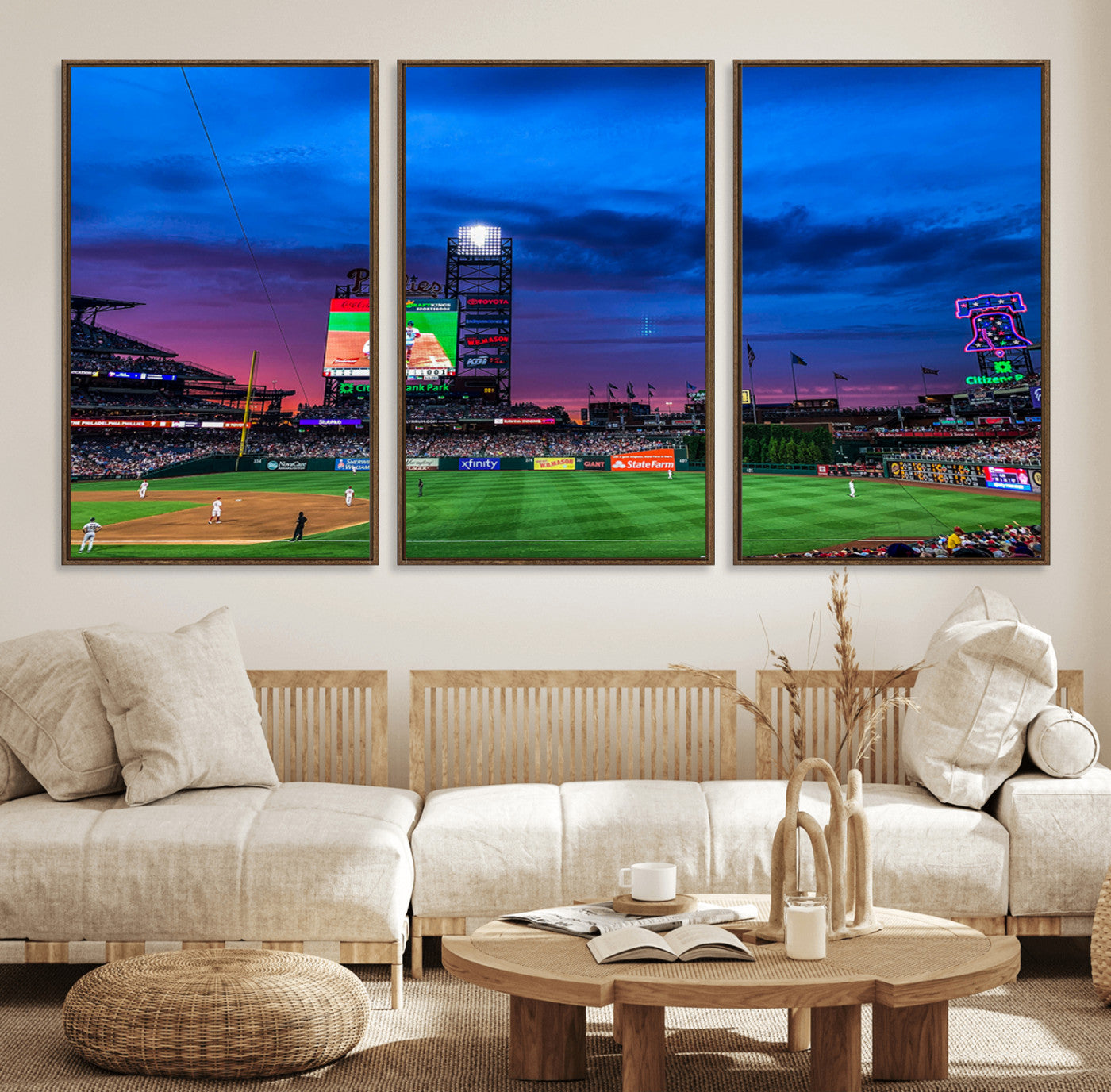 MGV-FC-60X30-3P - Philadelphia Phillies Baseball Team Print - Philadelphia Citizens Bank Park Stadium Canvas Wall Art