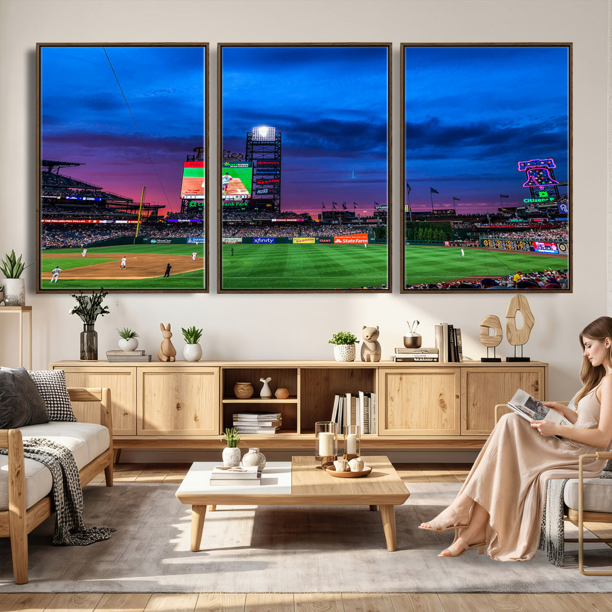20427-MGV-CV-36X24 - Philadelphia Phillies Baseball Team Print, Citizens Bank Park, Extra Large Game Room Wall Decor