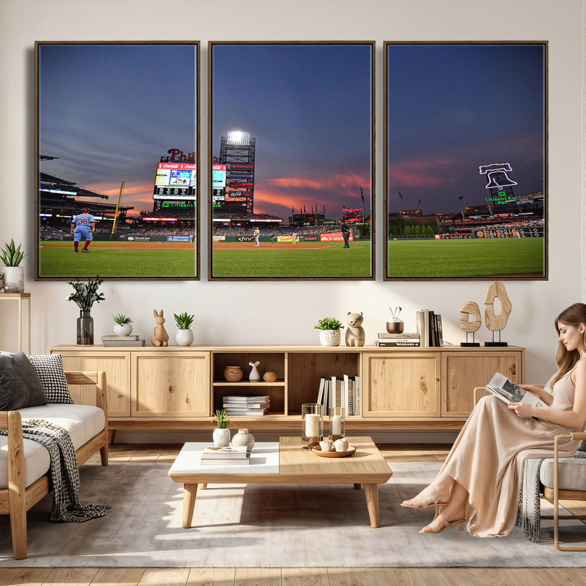 22594-MGV-CV-36X24 - Philadelphia Phillies Baseball Print - Philadelphia Citizens Bank Park Stadium Wall Art, Phillies