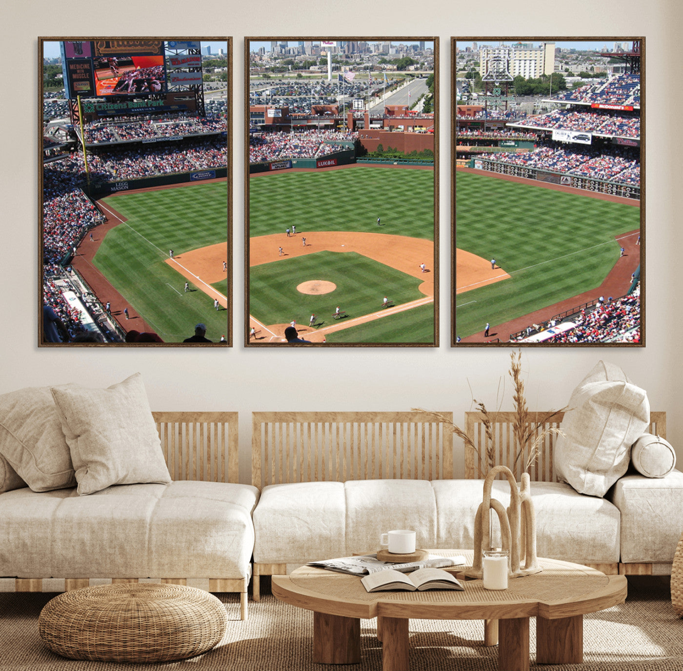 85755-MGV-FC-60X30-3P_Walnut-Philadelphia Phillies Baseball Team Print - Philadelphia Citizens Bank Park Stadium Wall Art Canvas