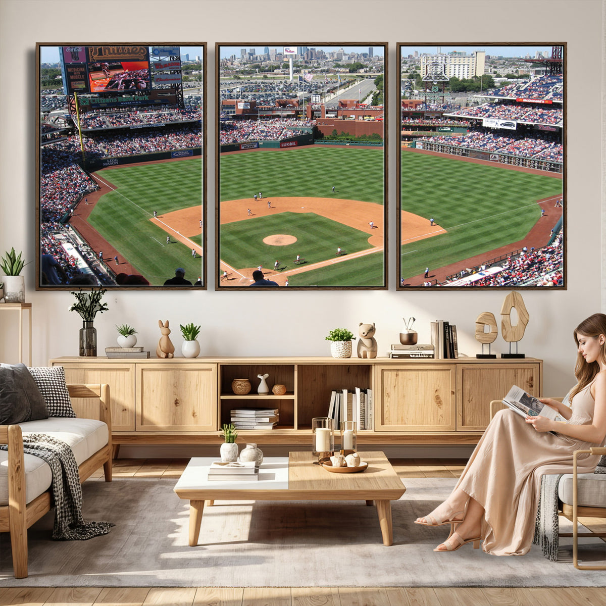 85755-MGV-CV-36X24 - Philadelphia Phillies Baseball Team Print - Philadelphia Citizens Bank Park Stadium Wall Art Canvas