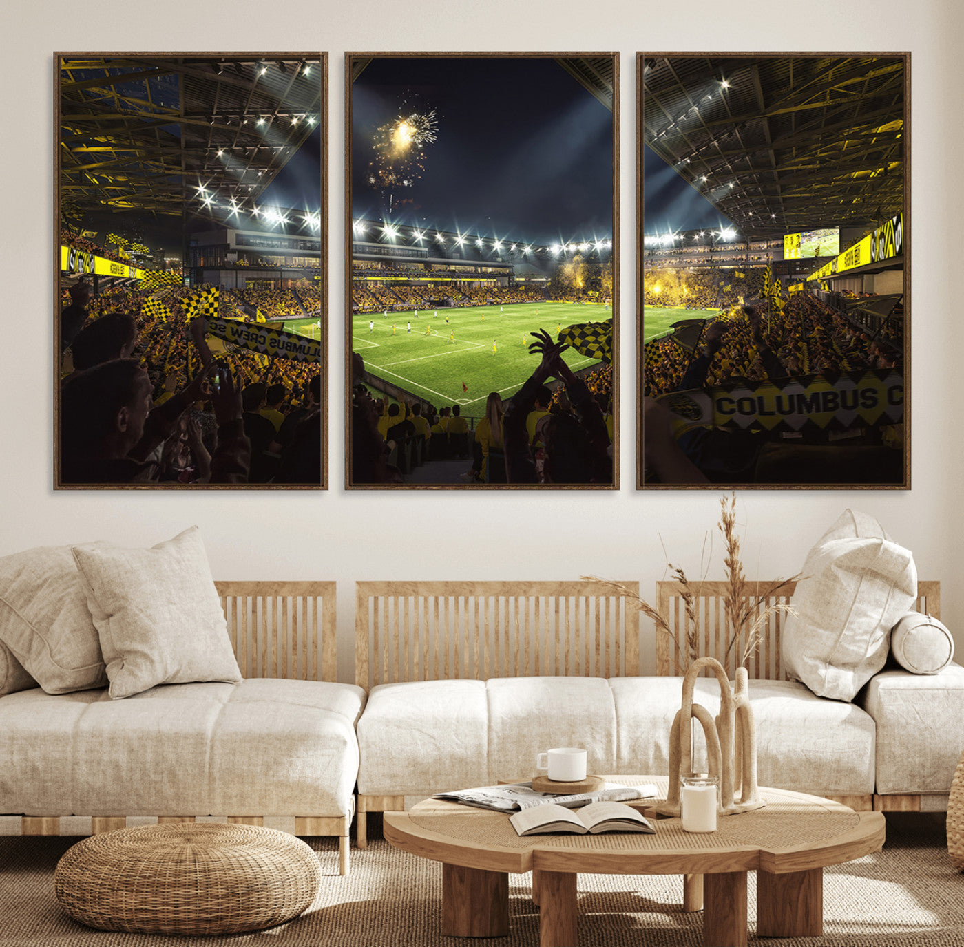 51122-MGV-FC-60X30-3P_Walnut-Columbus Crew Soccer Team Print - Columbus Crew Stadium Wall Art Canvas Print