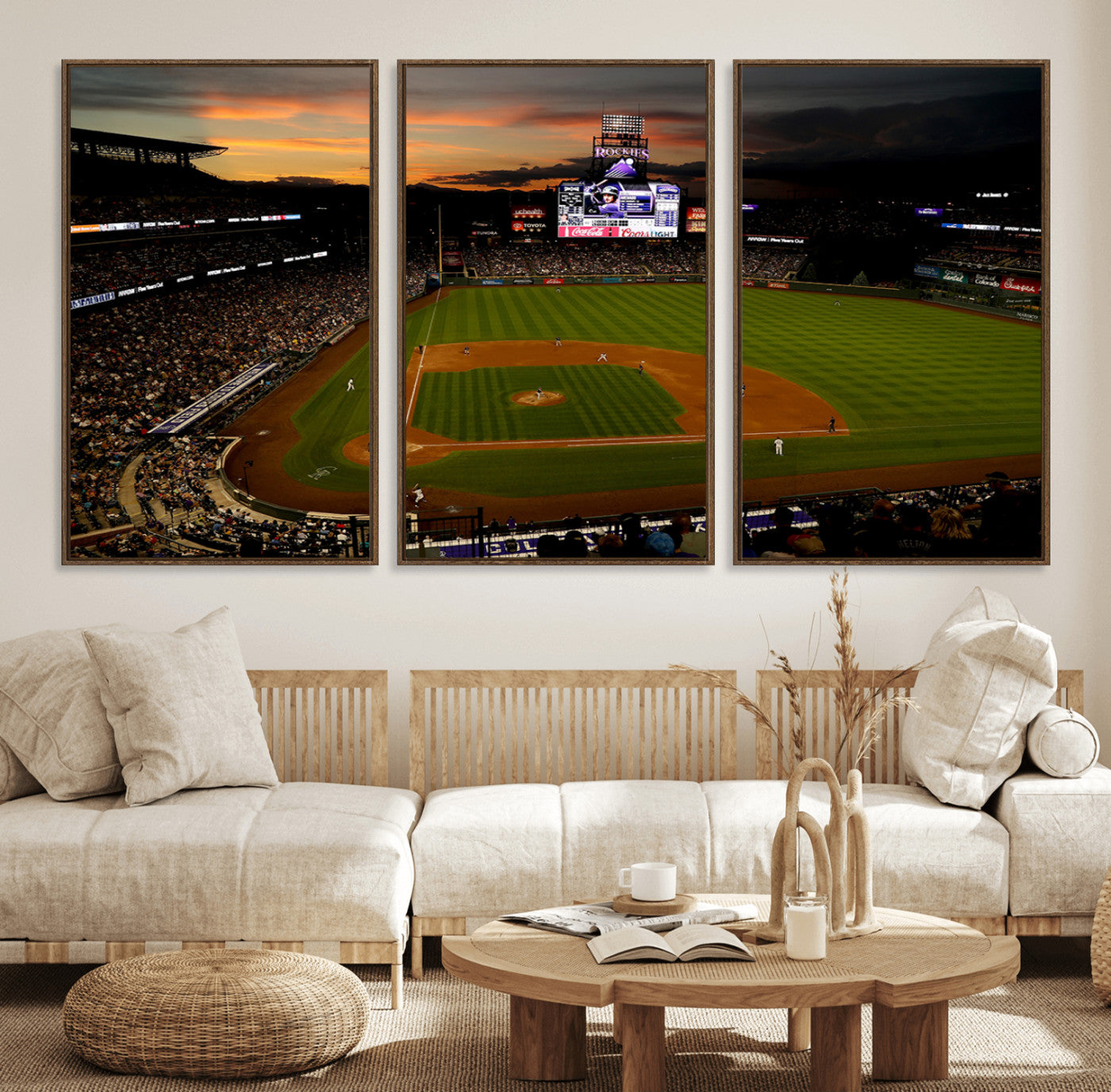 57060-MGV-FC-60X30-3P_Walnut-Colorado Rockies Coors Field Wall Art Canvas Print - MLB Baseball Stadium