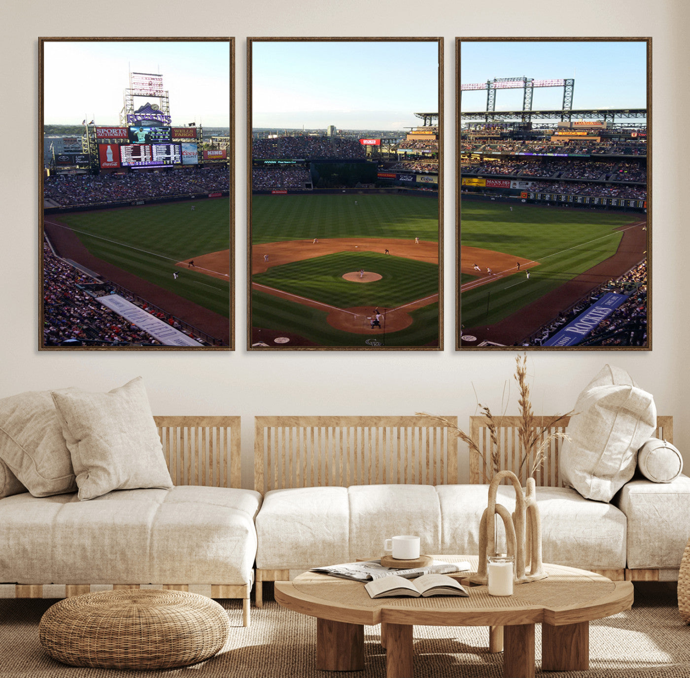21638-MGV-FC-60X30-3P_Walnut-Colorado Rockies Coors Field Wall Art Canvas Print - MLB Baseball Stadium