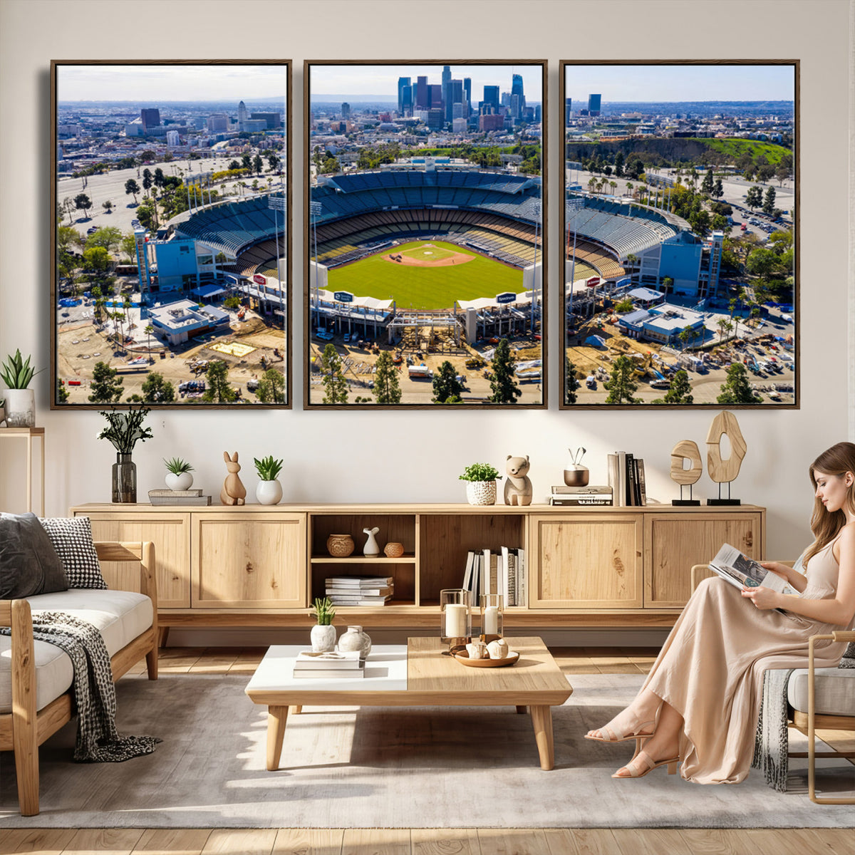 58596-MGV-CV-36X24 - Los Angeles Dodgers Dodger Stadium Wall Art Canvas Print, Extra Large Game Room Wall Decor