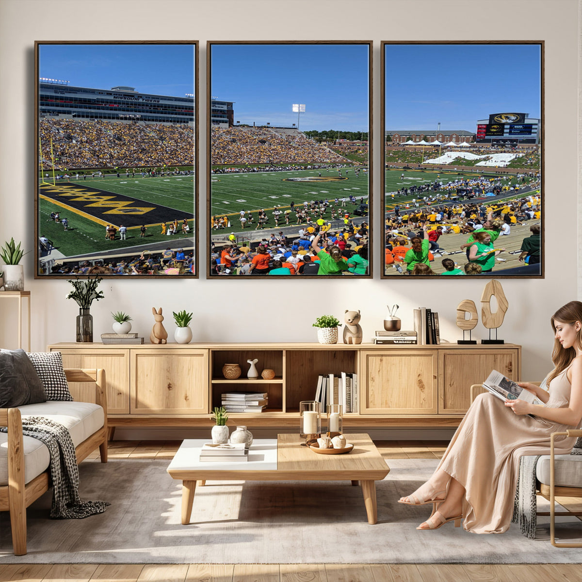 38399-MGV-CV-36X24 - University of Missouri Tigers Football Team Print, Columbia Faurot Field Memorial Stadium Wall Art