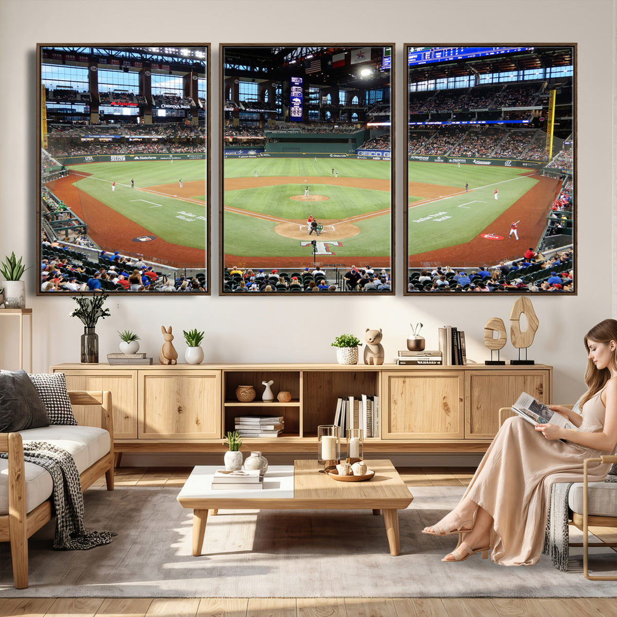 78468-MGV-CV-36X24 - Texas Rangers Baseball Team Print, Arlington Globe Life Field Stadium Wall Art