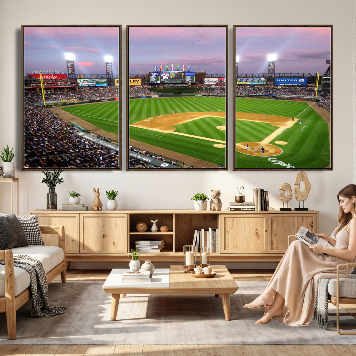 38470-MGV-CV-36X24 - Chicago White Sox Baseball Team Print Canvas, Guaranteed Rate Field Stadium Wall Art
