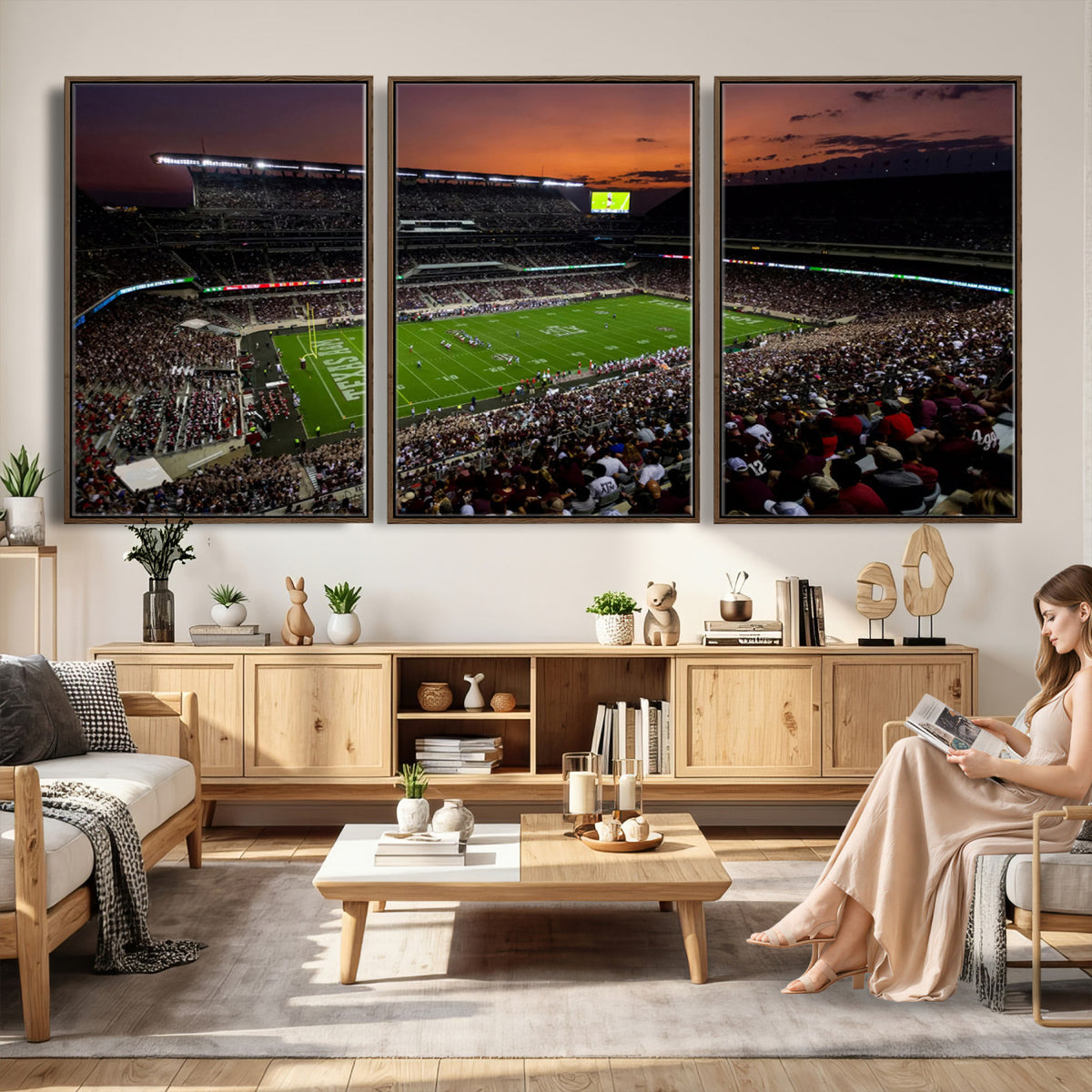 45603-MGV-CV-36X24 - Texas A&M University Aggies Football Team Print, College Station Kyle Field Stadium Wall Art