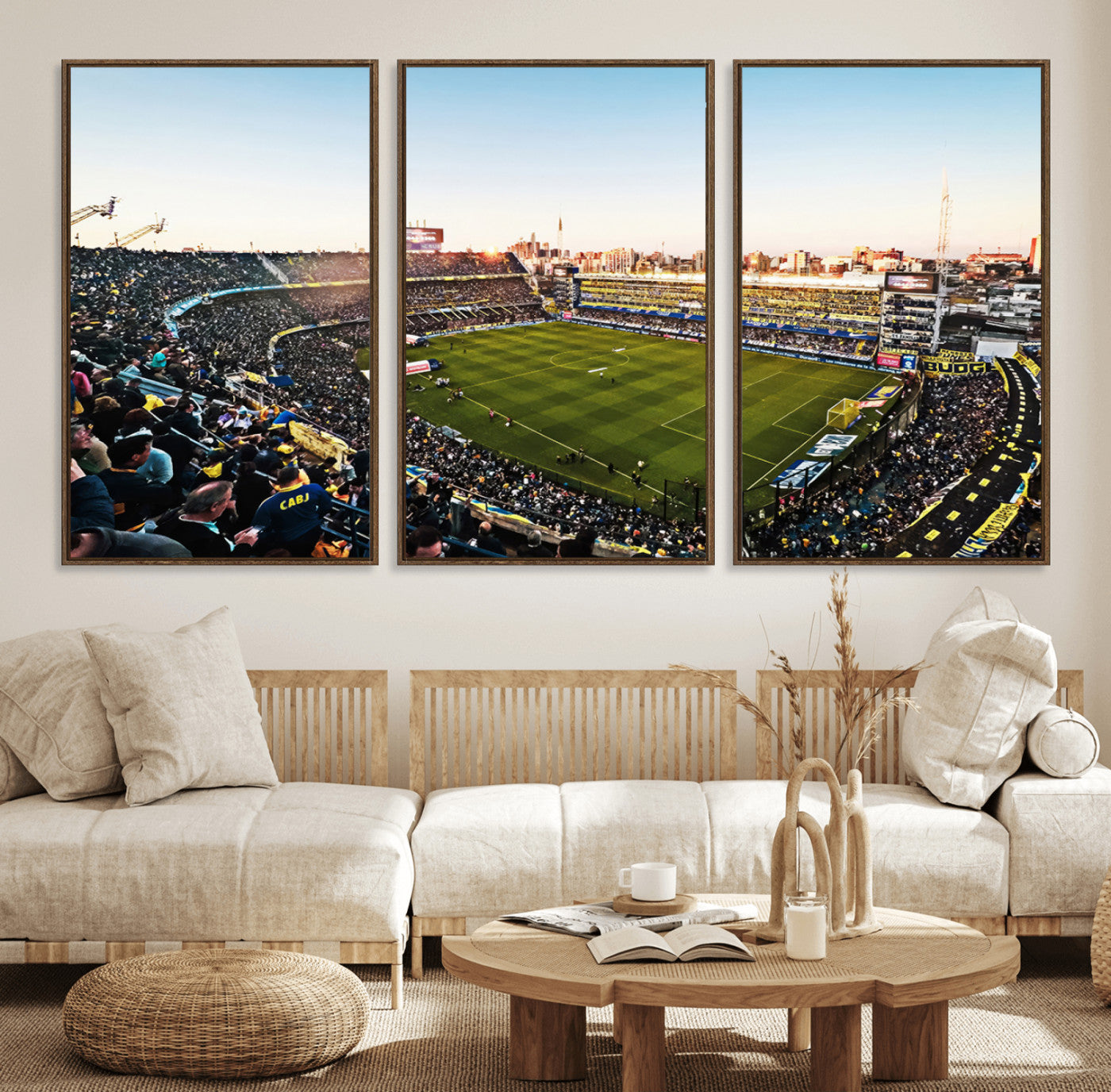 50105-MGV-FC-60X30-3P_Walnut-Boca Juniors Soccer Team Print - Buenos Aires Bombonera Stadium Wall Art Canvas Print