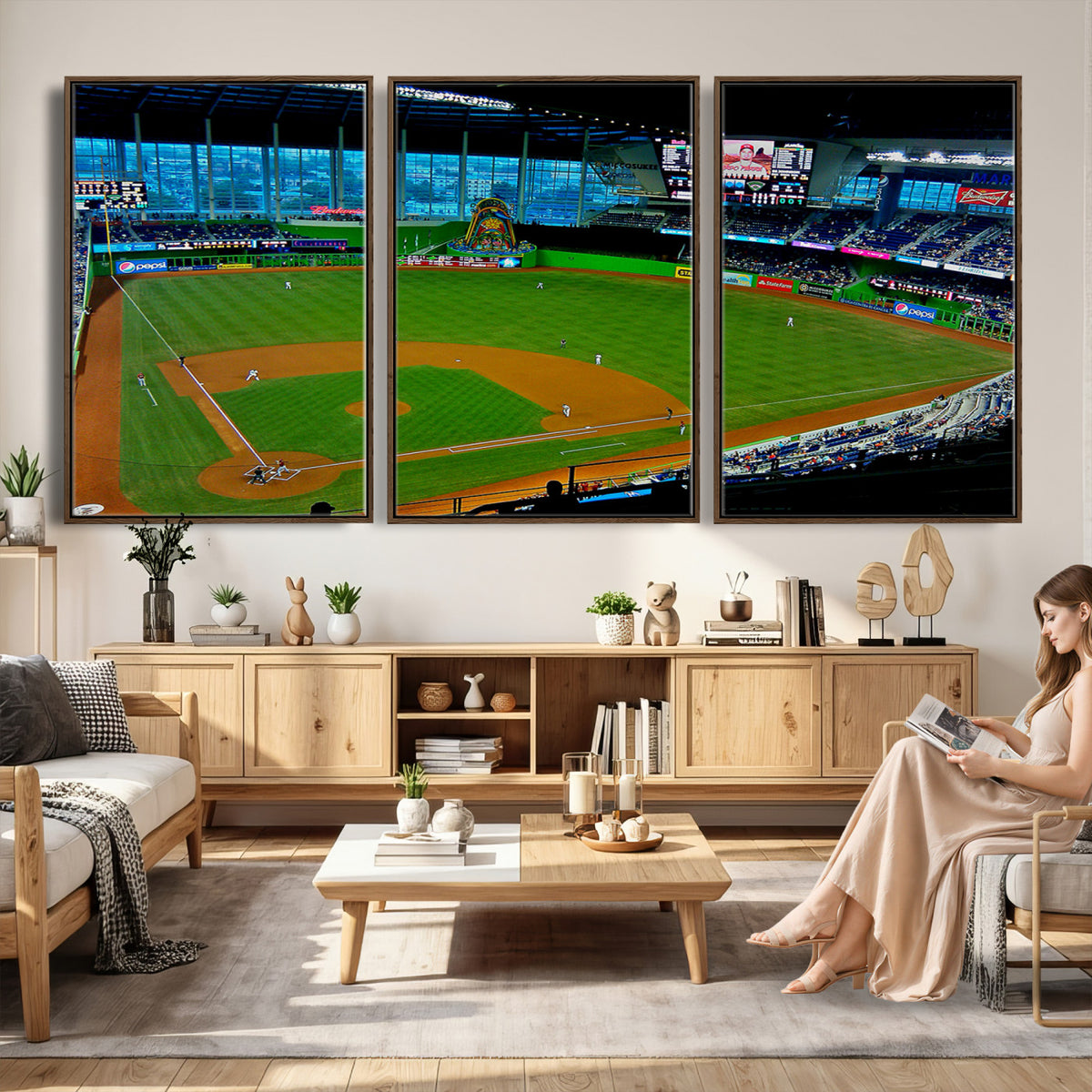 51207-MGV-CV-36X24 - Miami Marlins Baseball Team Print, Miami LoanDepot Park