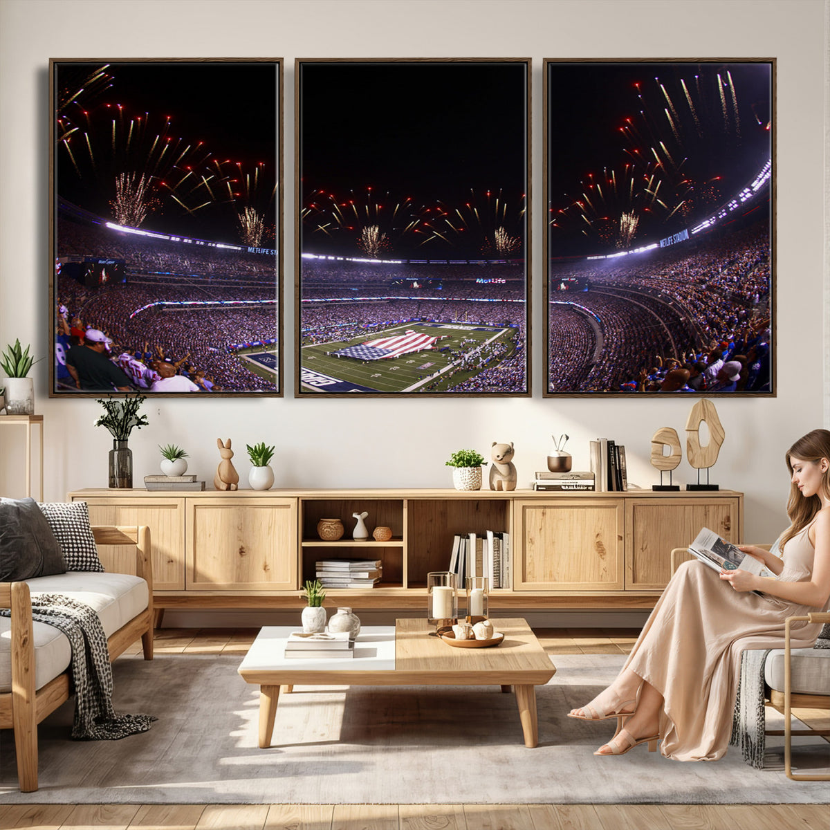 56360-MGV-CV-36X24 - New York Giants Football Team Print, East Rutherford MetLife Stadium Wall Art