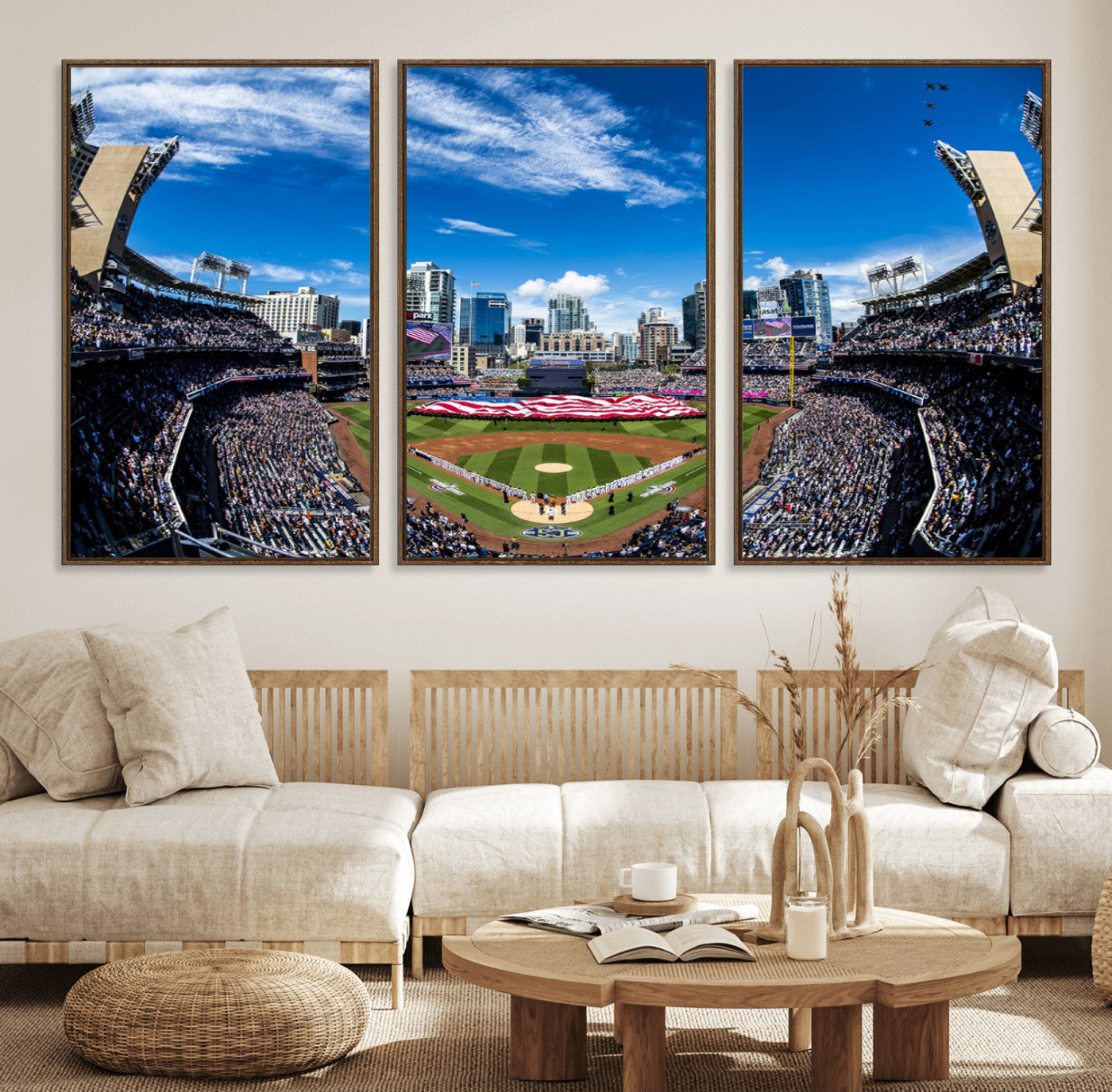 52297-MGV-FC-60X30-3P_Walnut-San Diego Padres Baseball Team Print - Petco Park Stadium Wall Art Canvas Print