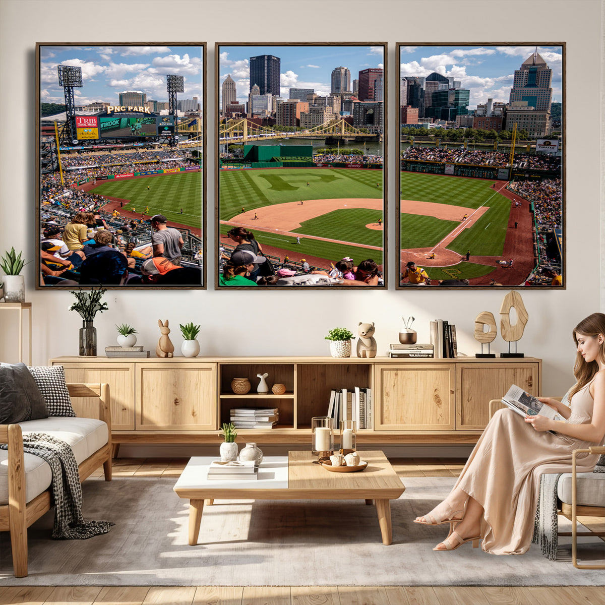 66872-MGV-CV-36X24 - Pittsburgh Pirates Baseball Team Print, PNC Park Stadium