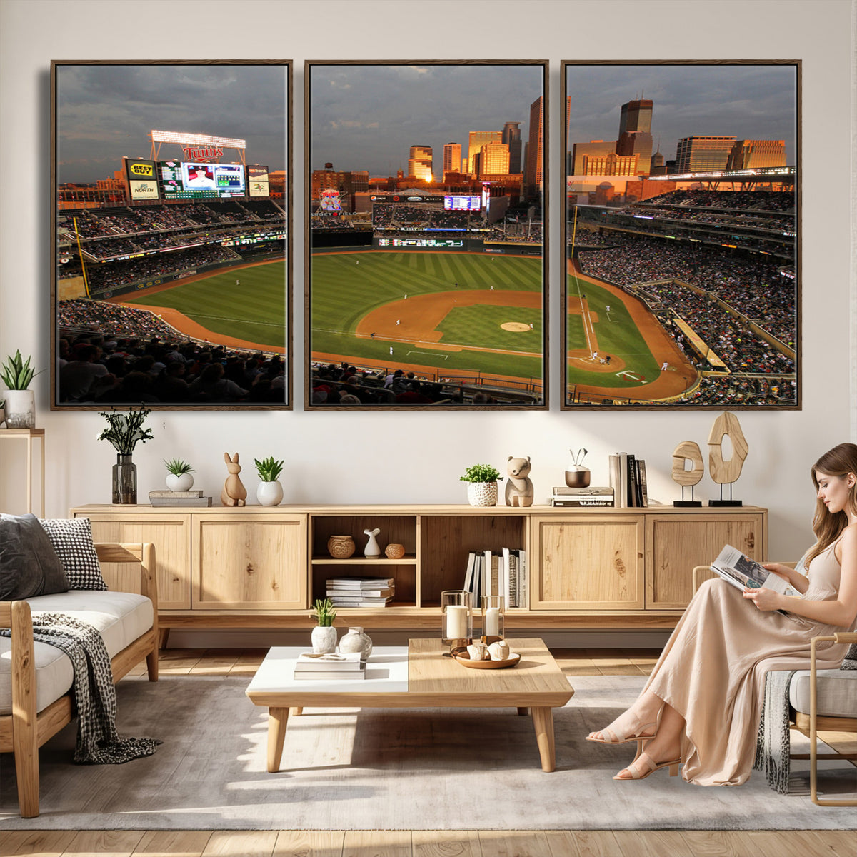 99822-MGV-CV-36X24 - Minnesota Twins Baseball Team Print, Minneapolis Target Field Stadium Wall Art