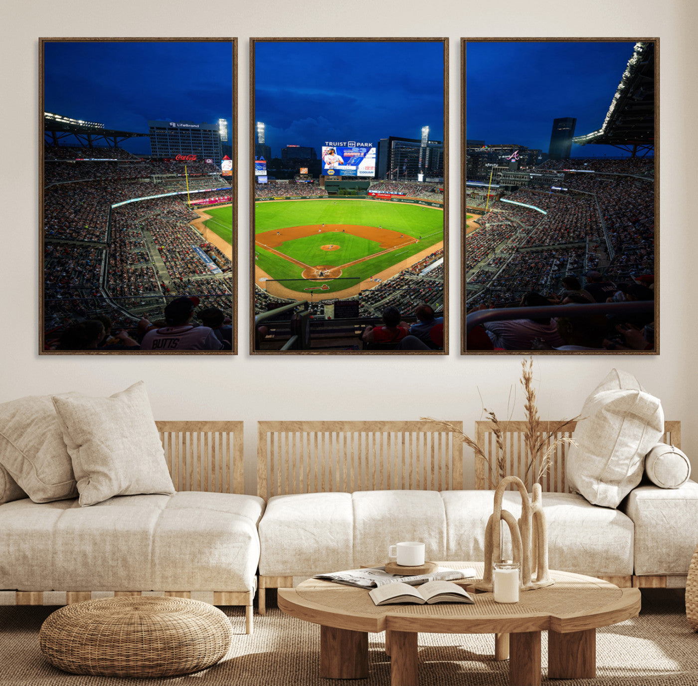 MGV-FC-60X30-3P - Truist Park Night Game Canvas Art - Atlanta Braves Stadium Wall Art Canvas