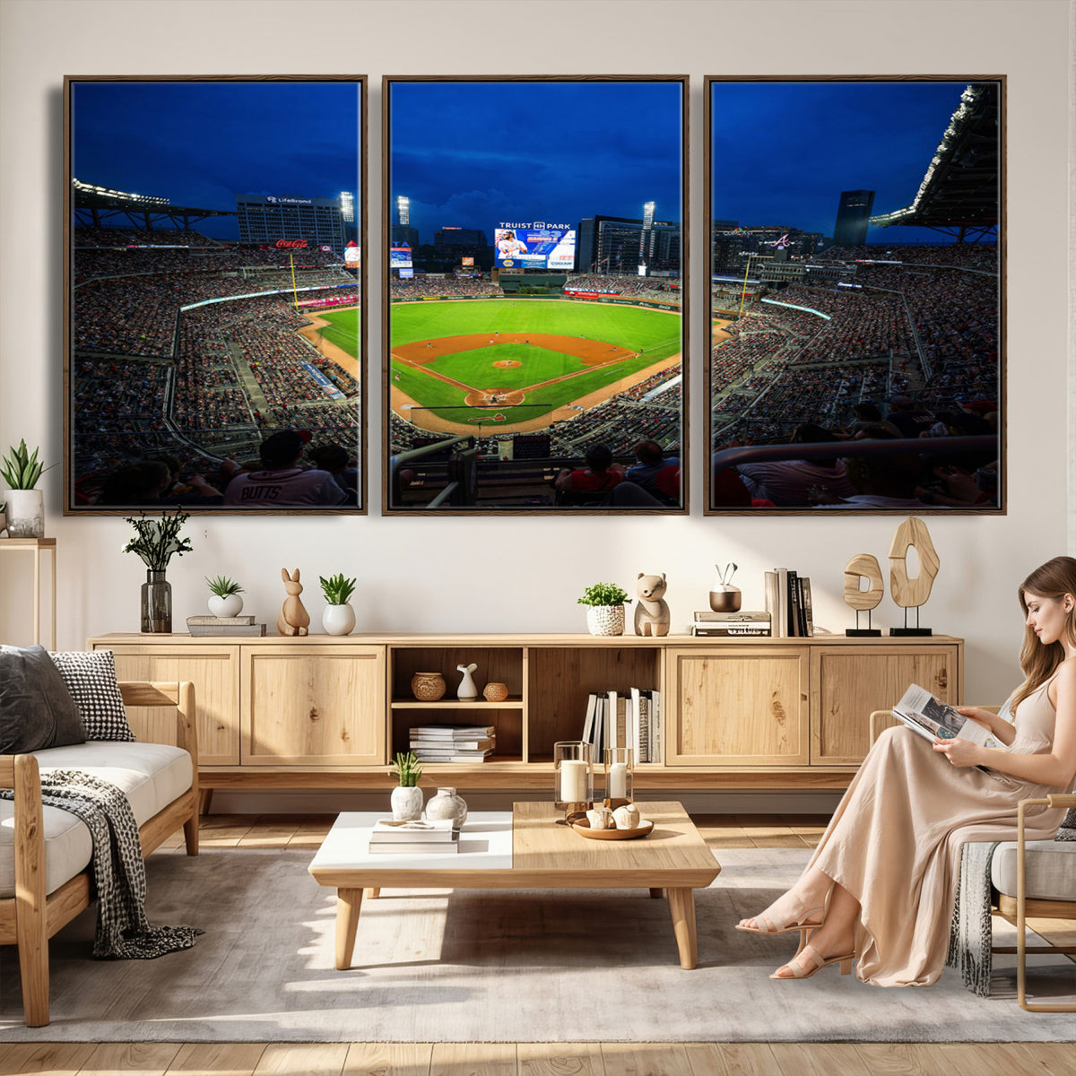 88590-MGV-CV-36X24 - Truist Park Night Game Canvas Art, Atlanta Braves Stadium