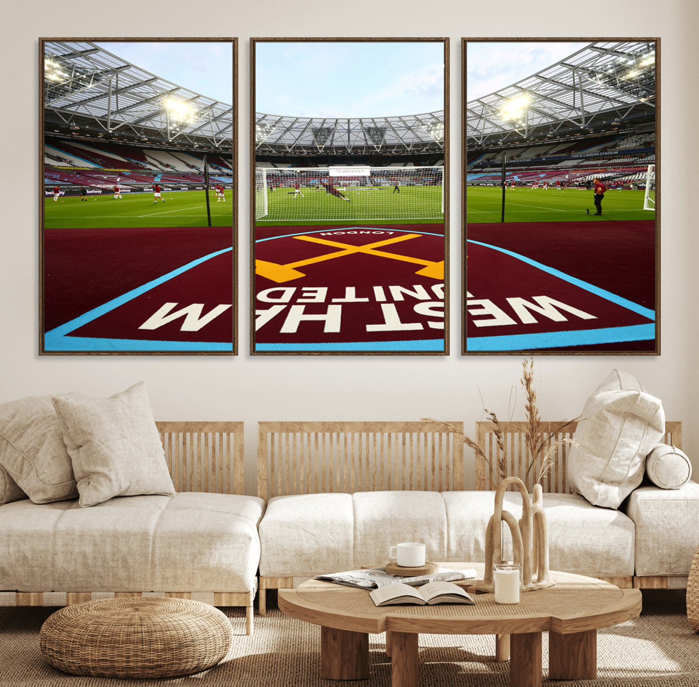 77367-MGV-FC-60X30-3P_Walnut-West Ham United FC Stadium Canvas Wall Art – London Stadium Football Print – Premier League Team