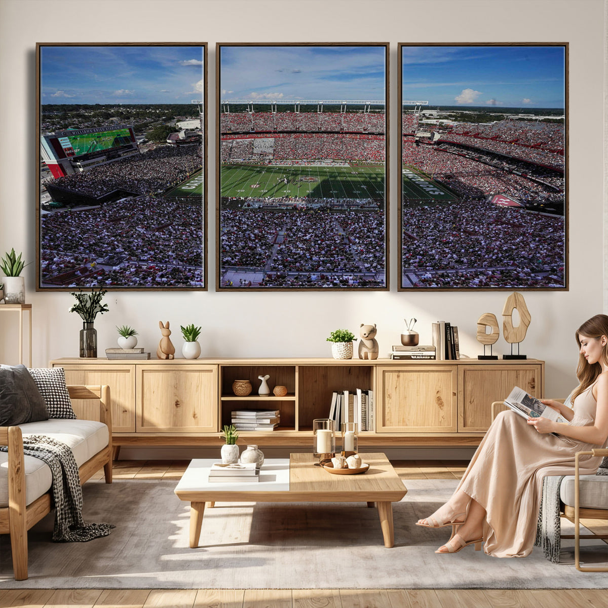 83382-MGV-CV-36X24 - South Carolina Gamecocks Football Team Print, Columbia Williams-Brice Stadium Wall Art