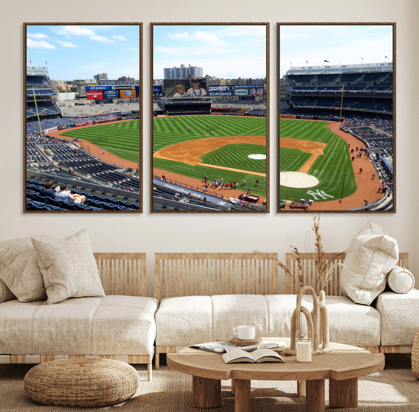 98047-MGV-FC-60X30-3P_Walnut-Buffalo Bills Stadium Wall Art - Buffalo Bills Decor- NFL Fans Gift, Perfect Sports Decor for Living