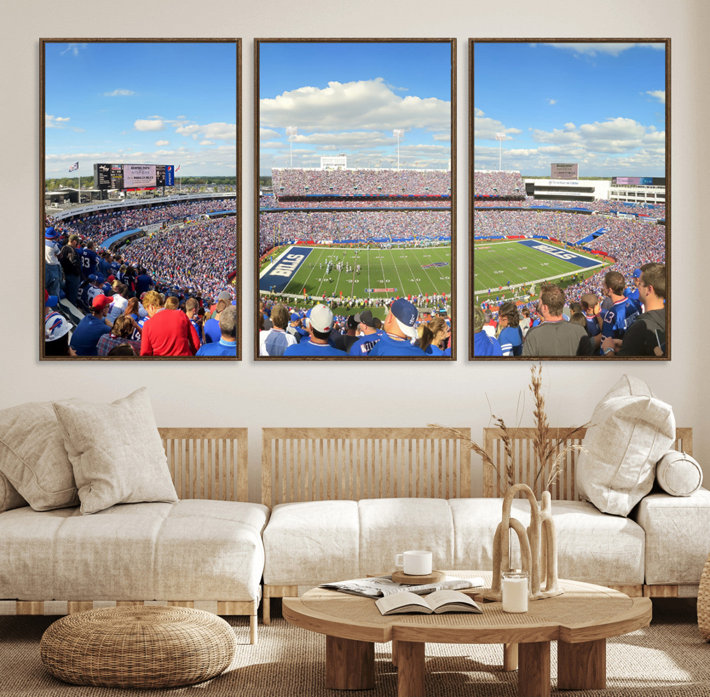 35302-MGV-FC-60X30-3P_Walnut-Buffalo Bills NFL Football Team Print - Buffalo Highmark Stadium Wall Art Canvas Print