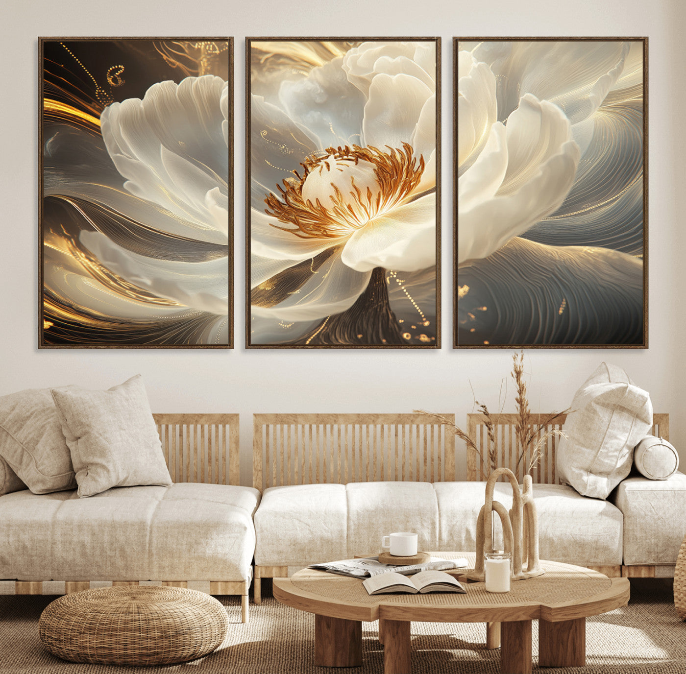 MGV-FC-60X30-3P - Abstract Floral Wall Art Canvas Print
