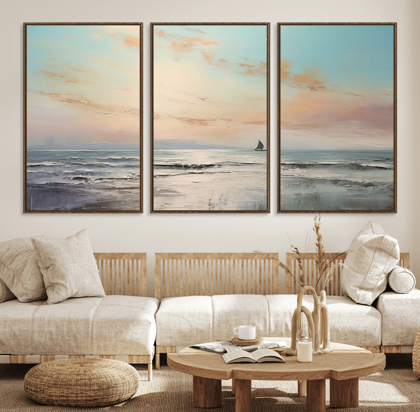 MGV-FC-60X30-3P - Abstract Ocean Wall Art -  Boat Wall Art Canvas Print