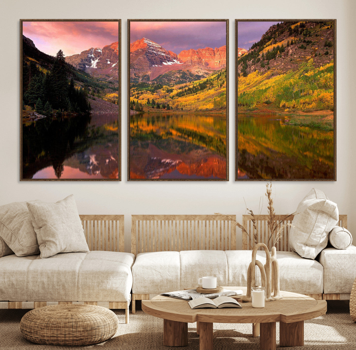 MGV-FC-60X30-3P - Colorado Rockies Mountain Sunset Wall Art | Ready to Hang and Framed | Scenic Nature Landscape