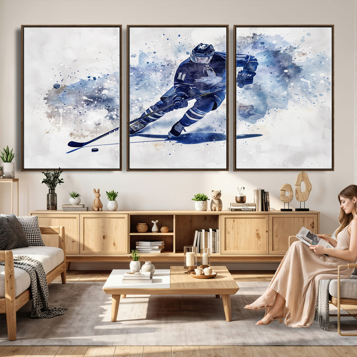39795-MGV-CV-36X24 - Hockey Player Wall Art Canvas Print