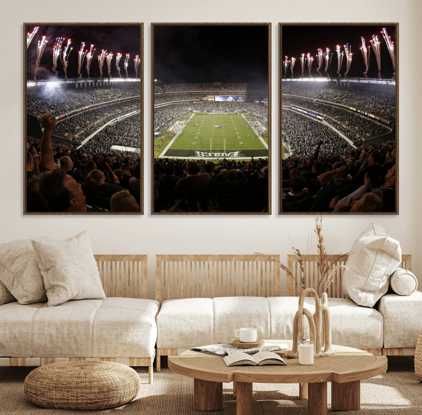 70773-MGV-FC-60X30-3P_Walnut-Eagles Field Stadium Wall Art - Philadelphia Eagles Football Team Print - Philadelphia Lincoln
