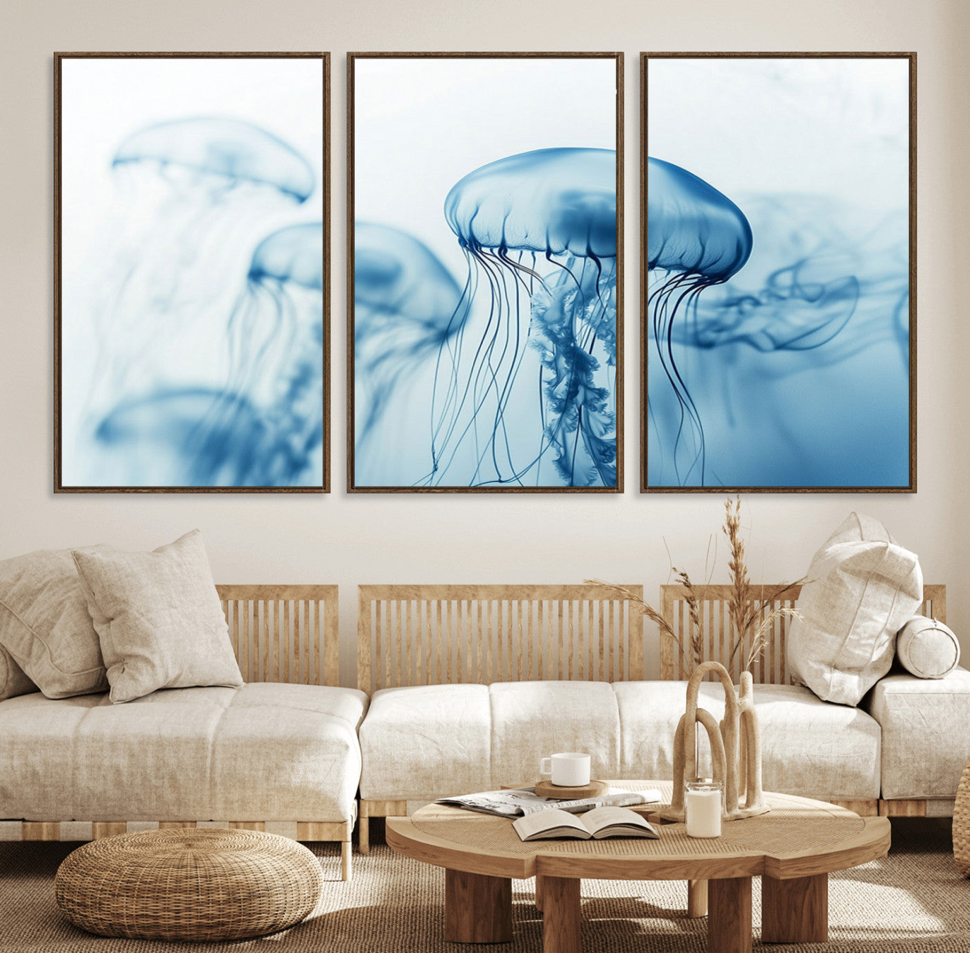 87333-MGV-FC-60X30-3P_Walnut-Blue Jellyfish Wall Art Canvas Print
