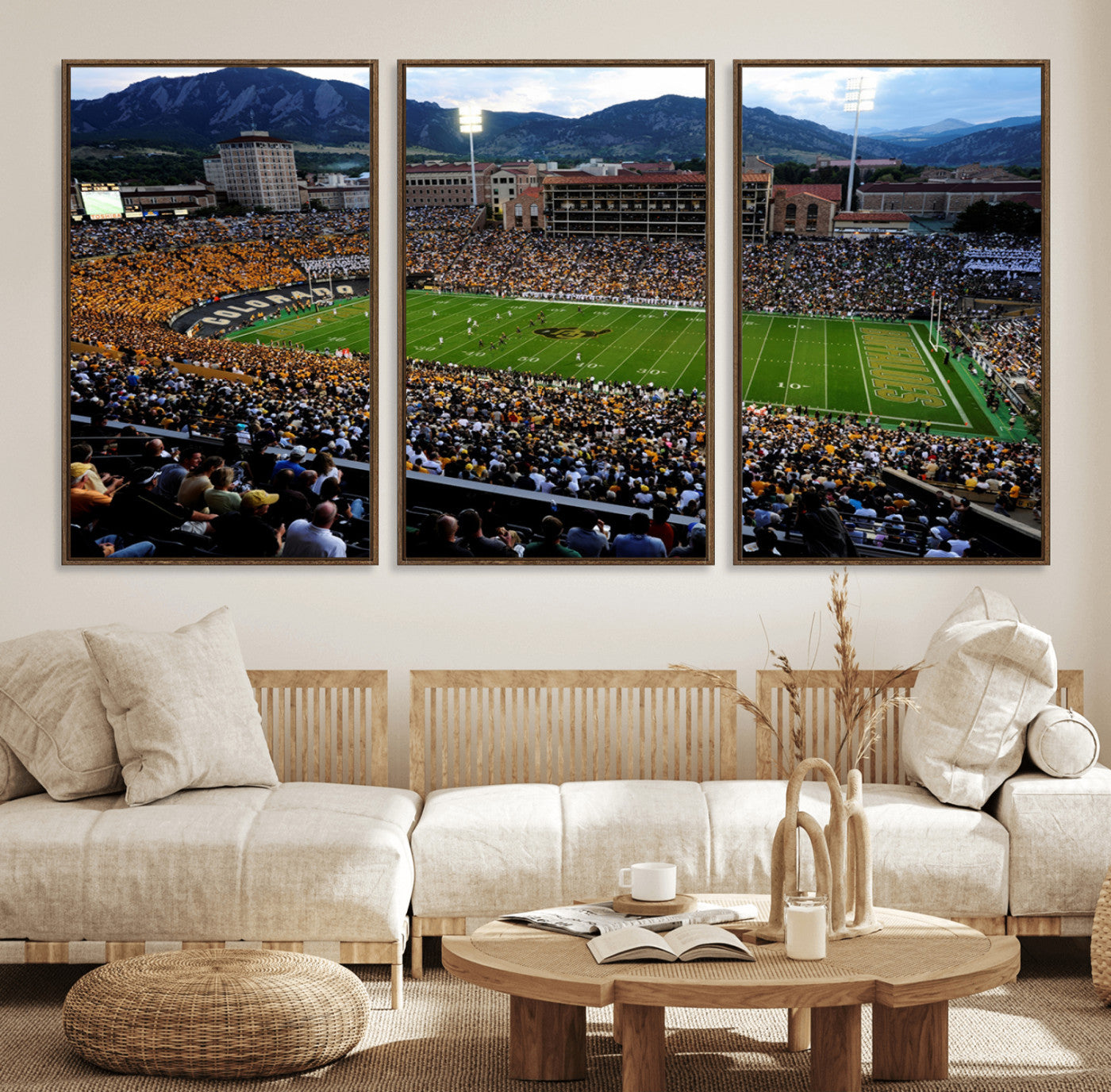 60552-MGV-FC-60X30-3P_Walnut-Folsom Field - University of Colorado Buffaloes Football Stadium Wall Art | Ready to Hang and Framed