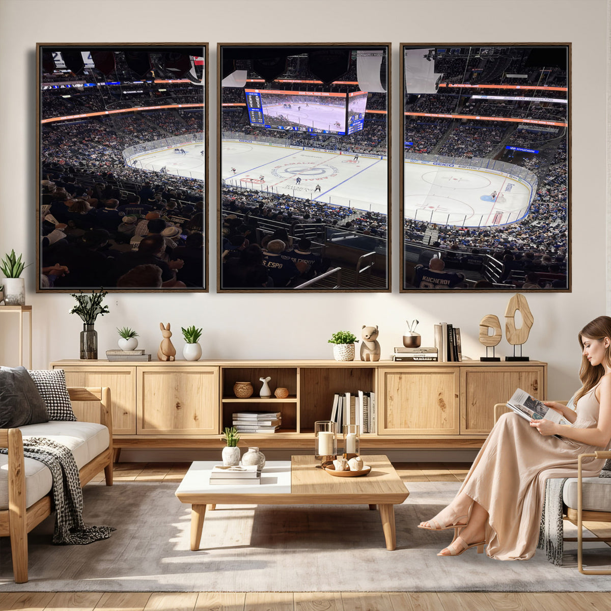 51641-MGV-CV-36X24 - Amalie Arena Florida Wall Art Canvas Print, NHL Hockey, Framed and Ready to Hang