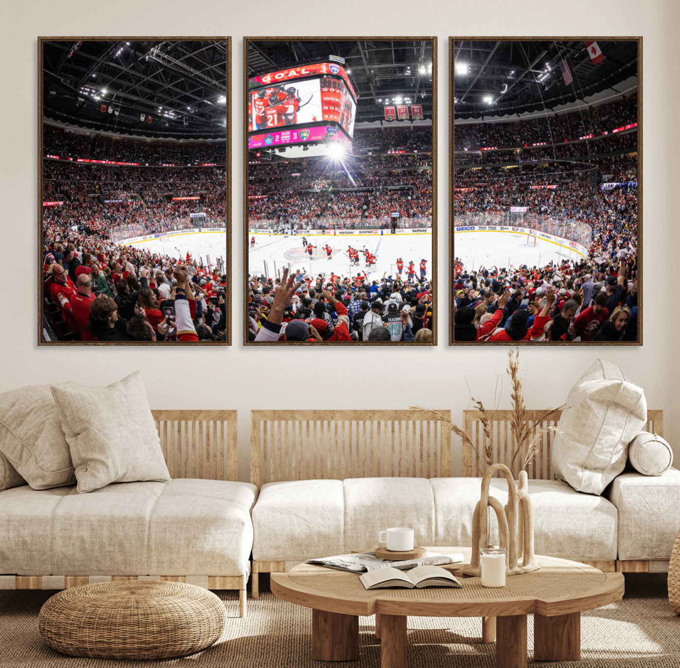 15750-MGV-FC-60X30-3P_Walnut-Amerant Bank Arena Wall Art Canvas Print - Basketball Arena Stadium Print